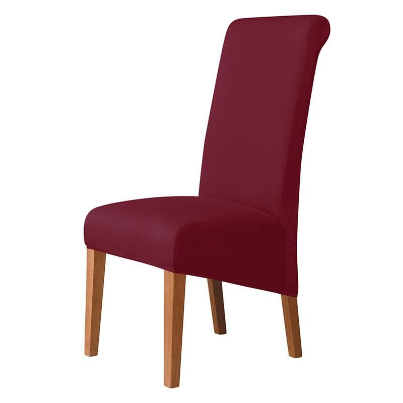 High Back Solid Color Chair Cover XL Size High Elasticity Smooth fabric Chair Covers for Dining Room Kitchen Stretch Home Decor 1pc wine