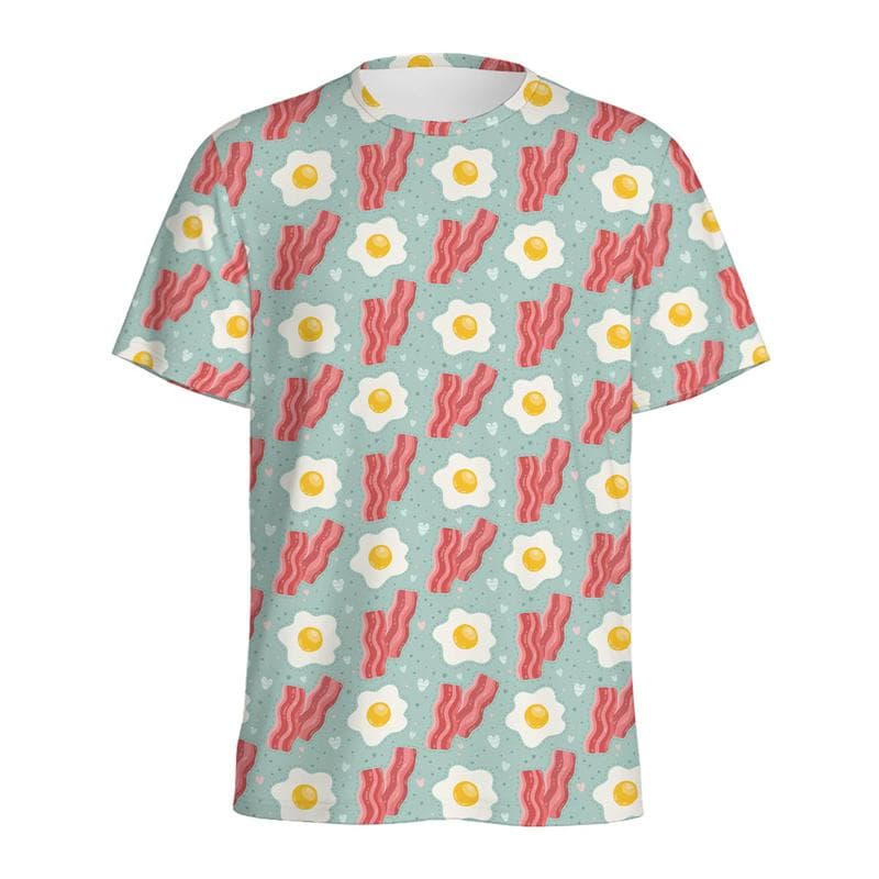 Multi Color Eggs 3D Printed T Shirt For Men Womens Kids Cartoon Fried Egg Graphic Tees Tops Short Sleeves Round Neck T-shirt S