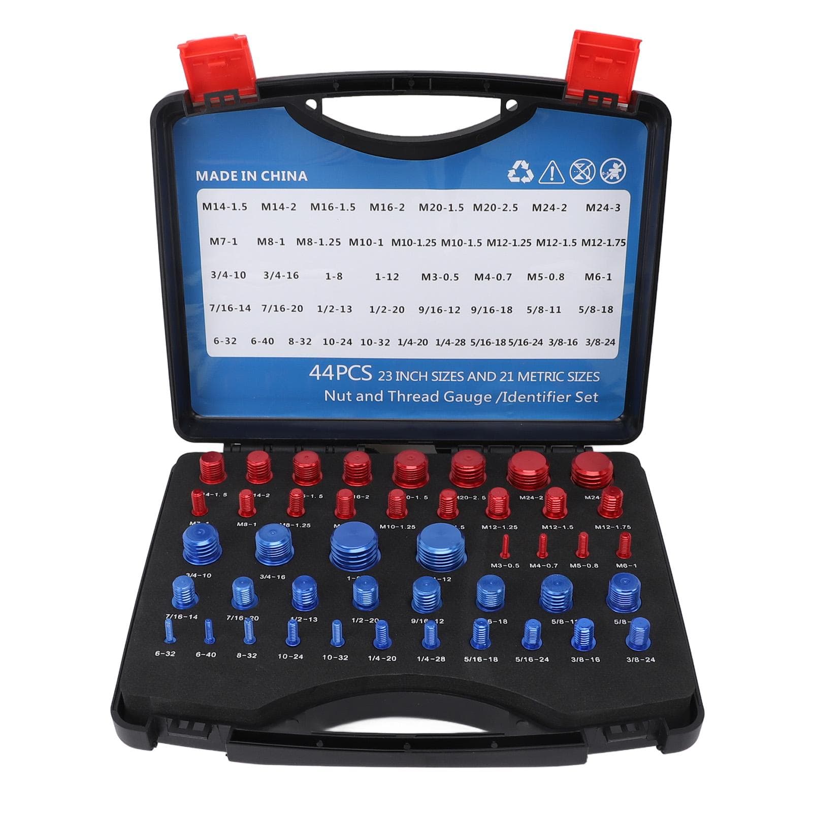44PCS Nut and Bolt Thread Checker Aluminum Inch and Metric Precise Bolt Nut Identifier Gauges with