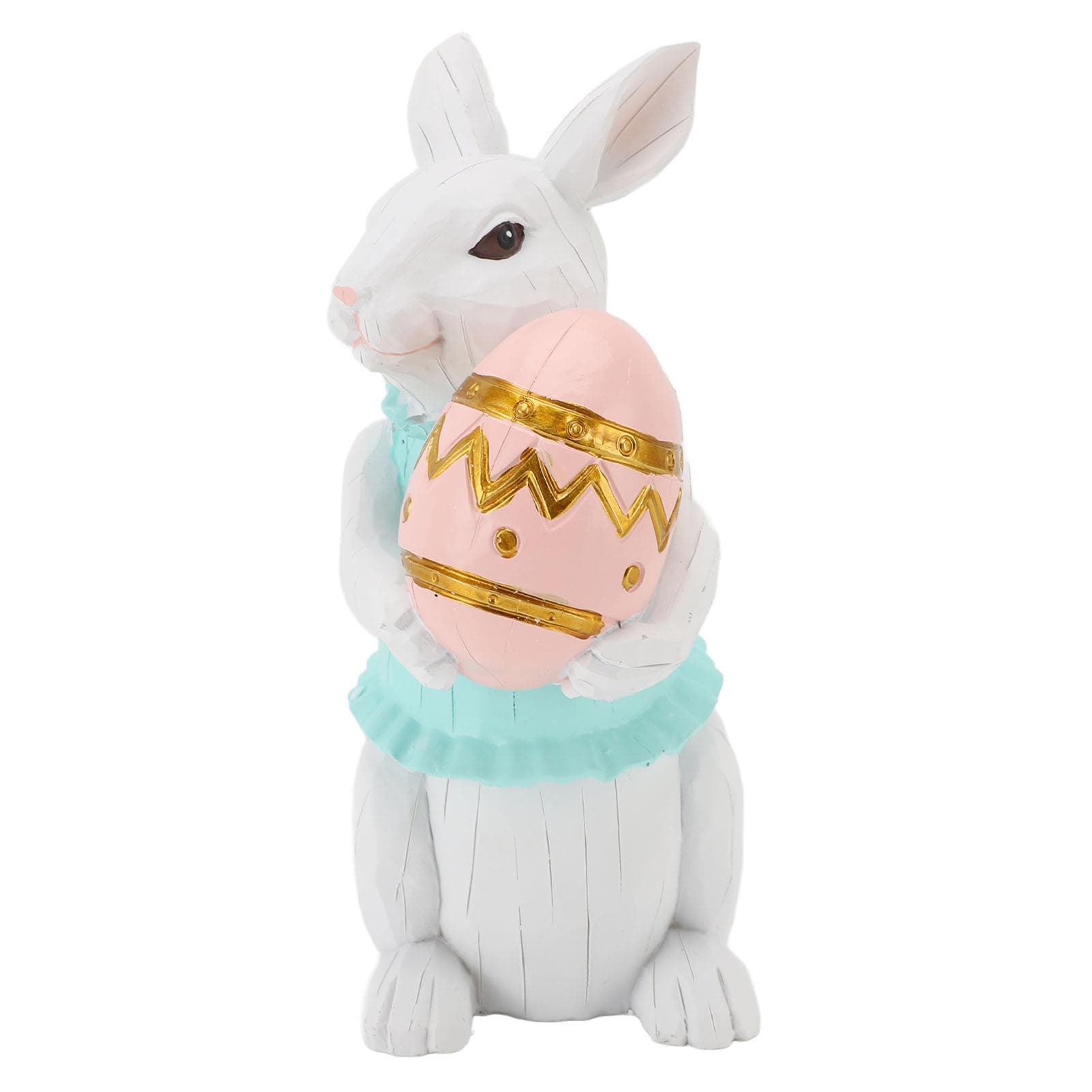 Bunny Figurine Cute Vintage Resin Easter Bunny Statue for Home Ornament Holiday Decoration Holding Holding A Colored Egg