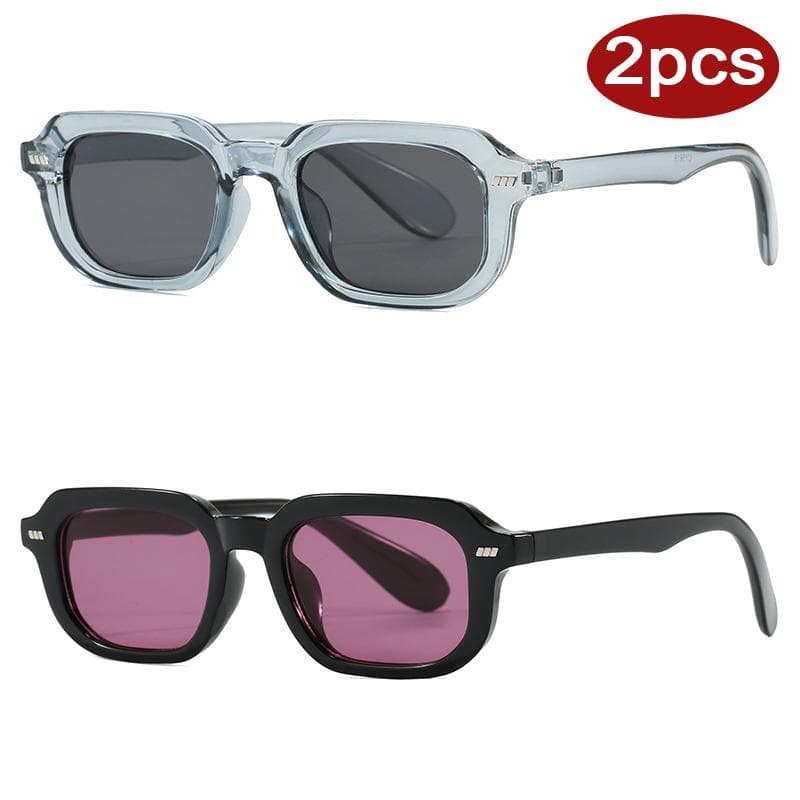 1/2pcs Fashion Small Frame Rectangle Sunglasses UV400 Vintage Rivet Eyeglass High-Quality Simple Style for Men Women
