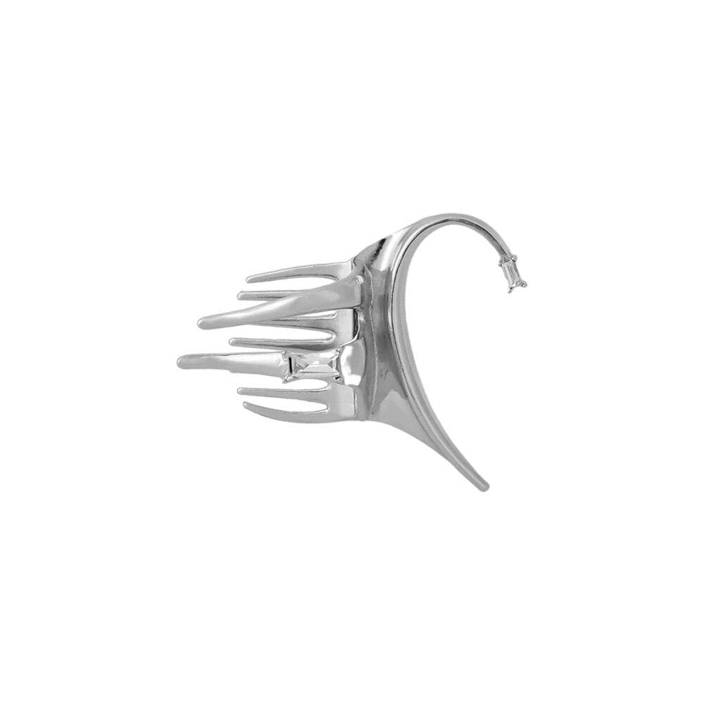 Trendy Hair Hold Ear Cuff Fairy Zircon Hoop Earrings Korean Sliver Elf Ears Clips for Women Single Side Y2k Punk Party Jewelry right