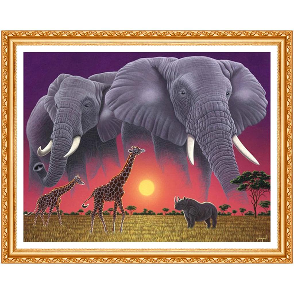 3D DIY Diamond Painting Cross Stitch Kit Full Round Diamond Embroidery Giraffe Elephant 3D Diamond 20X30CM