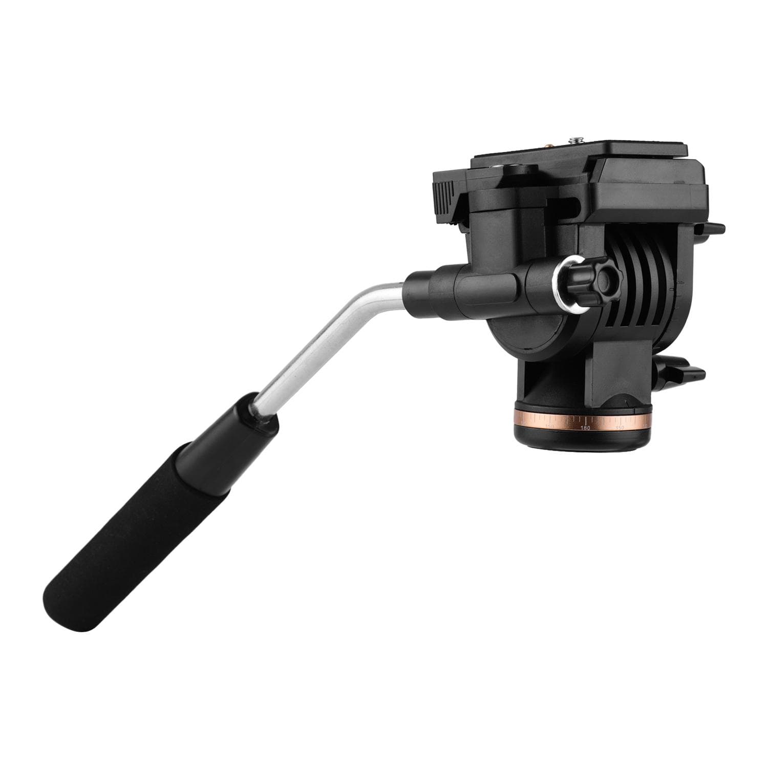 Professional Camera Video Fluid Drag Pan Head Damping Tripod Head 6kg Load Capacity with Handle 1/4 black