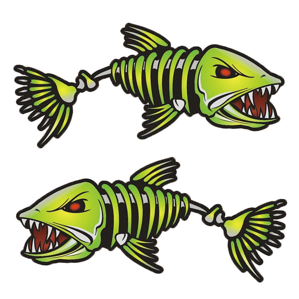 2 Pieces Fish Teeth Mouth Stickers Skeleton Fish Stickers Fishing Boat Canoe Kayak Graphics Color3