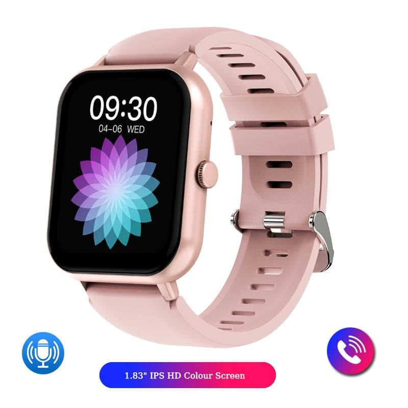 2025 New Bluetooth Call Smart Watch Men 100+ Sports Modes 1.83 Inch Screen Women Waterproof smartwatch for Android IOS Silica gel pink