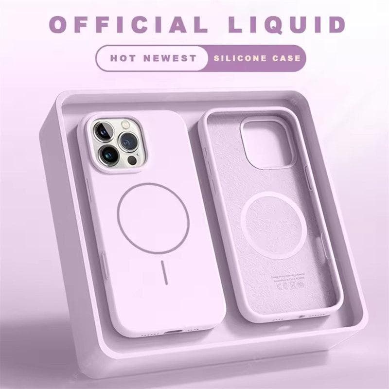 Magnetic Phone Case For iPhone 15 14 16 Plus 11 12 13 16 Pro Max Silicone Official Lanyard Magsafe Strap Protector Soft Cover iPhone 16 Pro purple