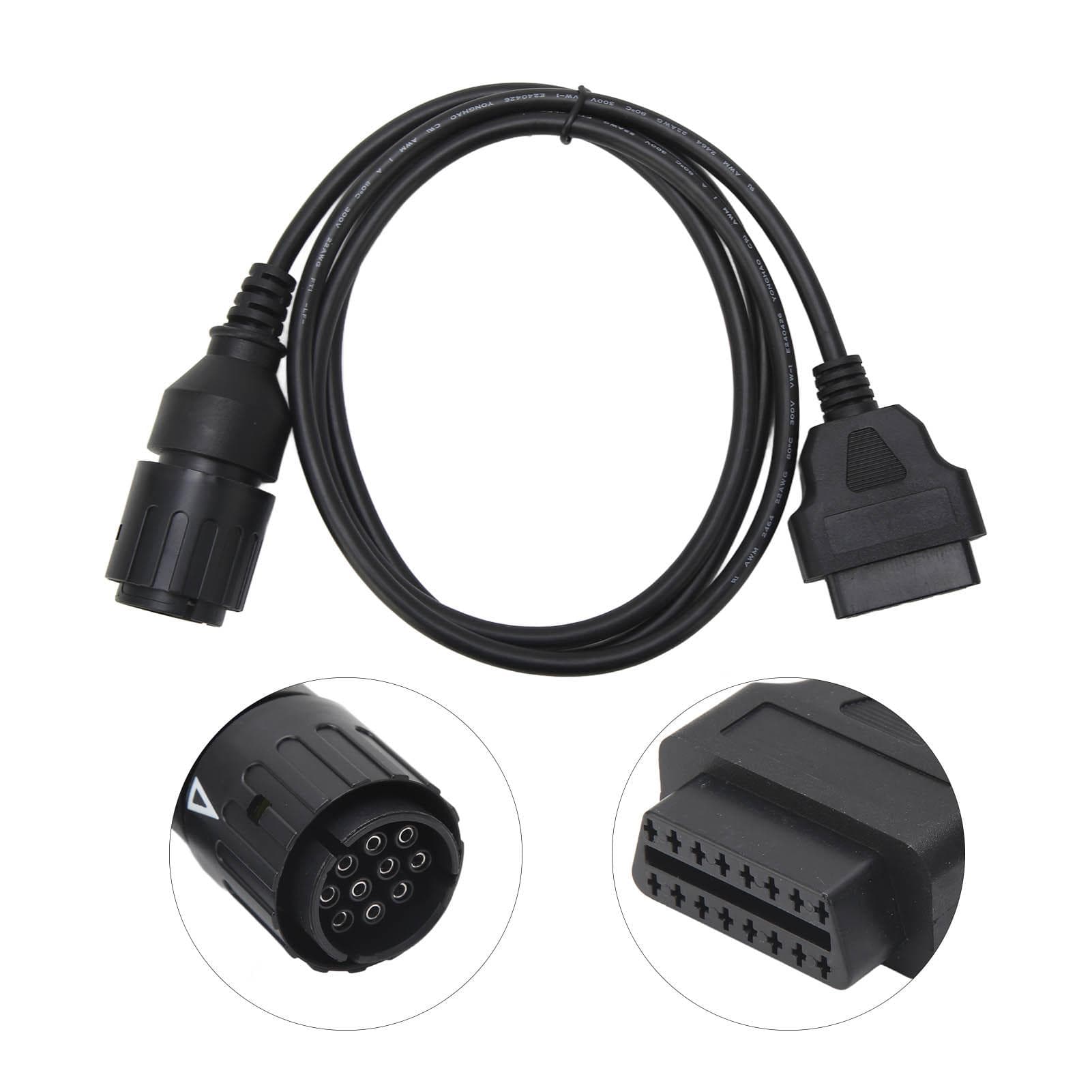 Motorcycle 10 Pin to 16 Pin OBD2 Adapter Extension Cable Diagnostic Coding Tool Replacement for
