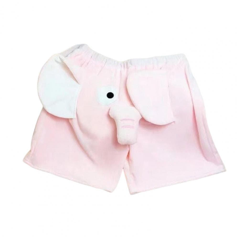 Couple Pajama Shorts 3D Cartoon Elephant Decor Loose Elastic Waist Casual Soft Breathable Unisex Summer Homewear Sleepwear Short L pink