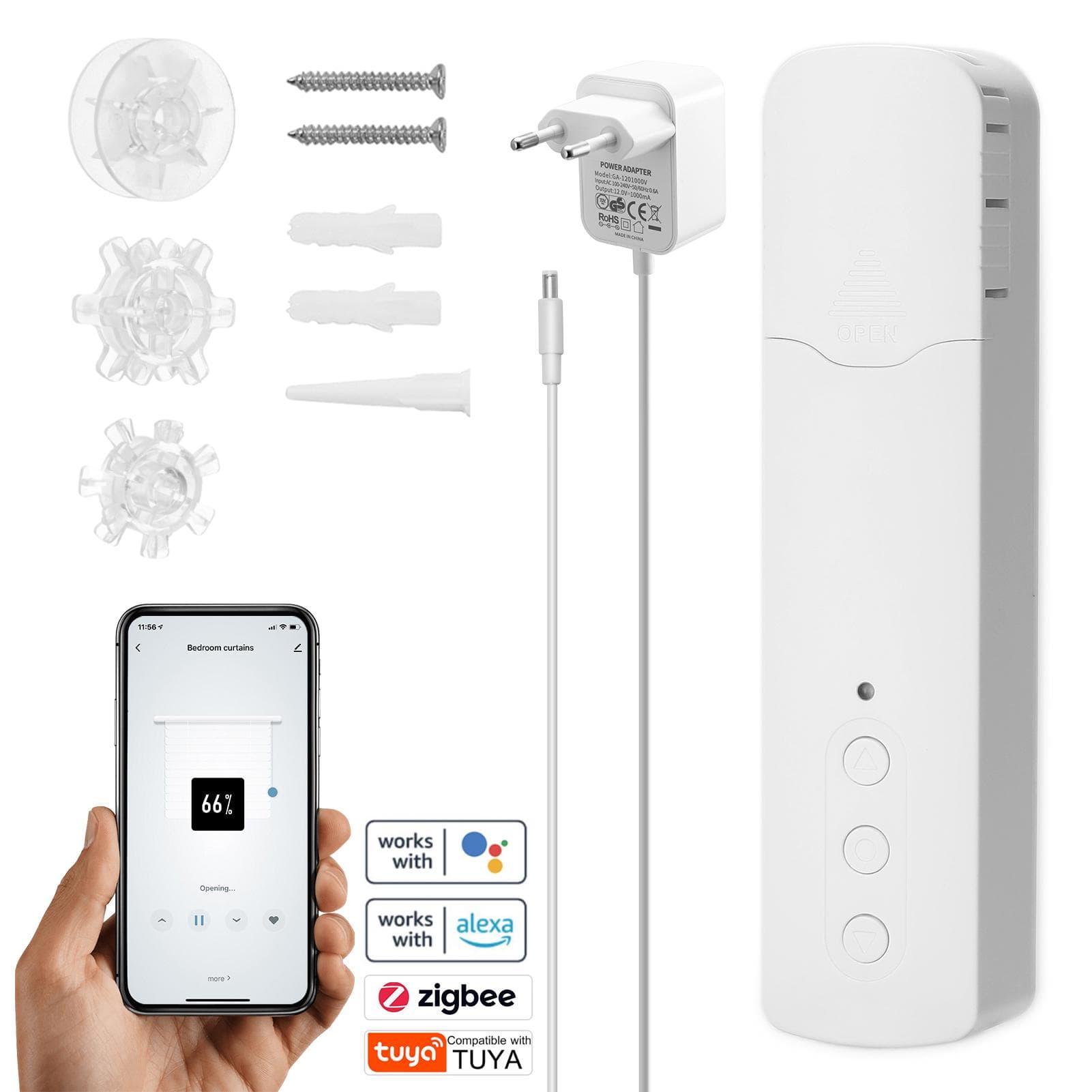 Tuya ZigBee TM616EGZT Intelligent Pull Bead Curtain Motor Intelligent Home Household Hotel Electric EU Plug