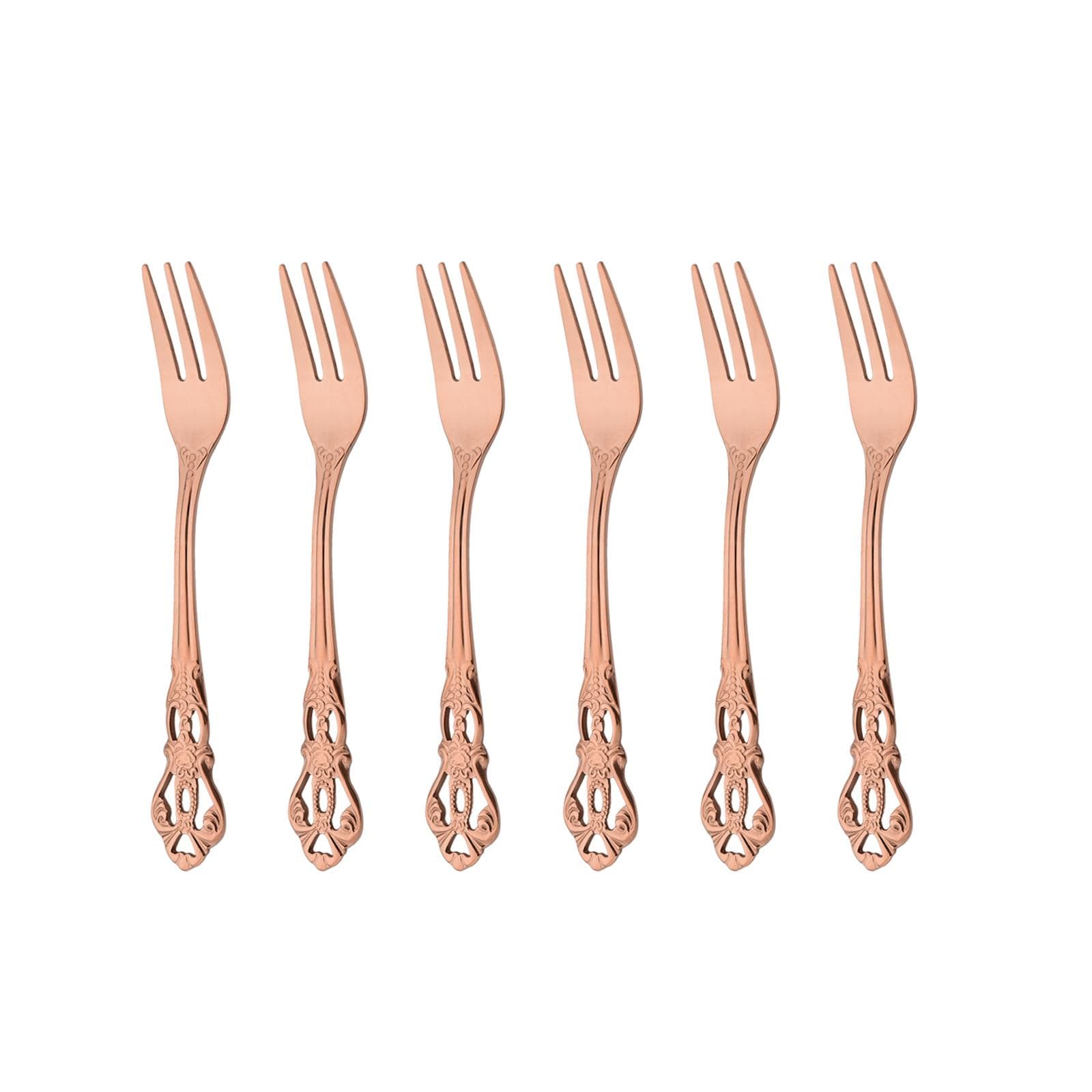 6/8/32Pcs Western Stainless Steel Cutlery Set Rose Gold Dinnerware Kitchen Tableware Knives Forks Spoons Utensils 6pcs cake fork