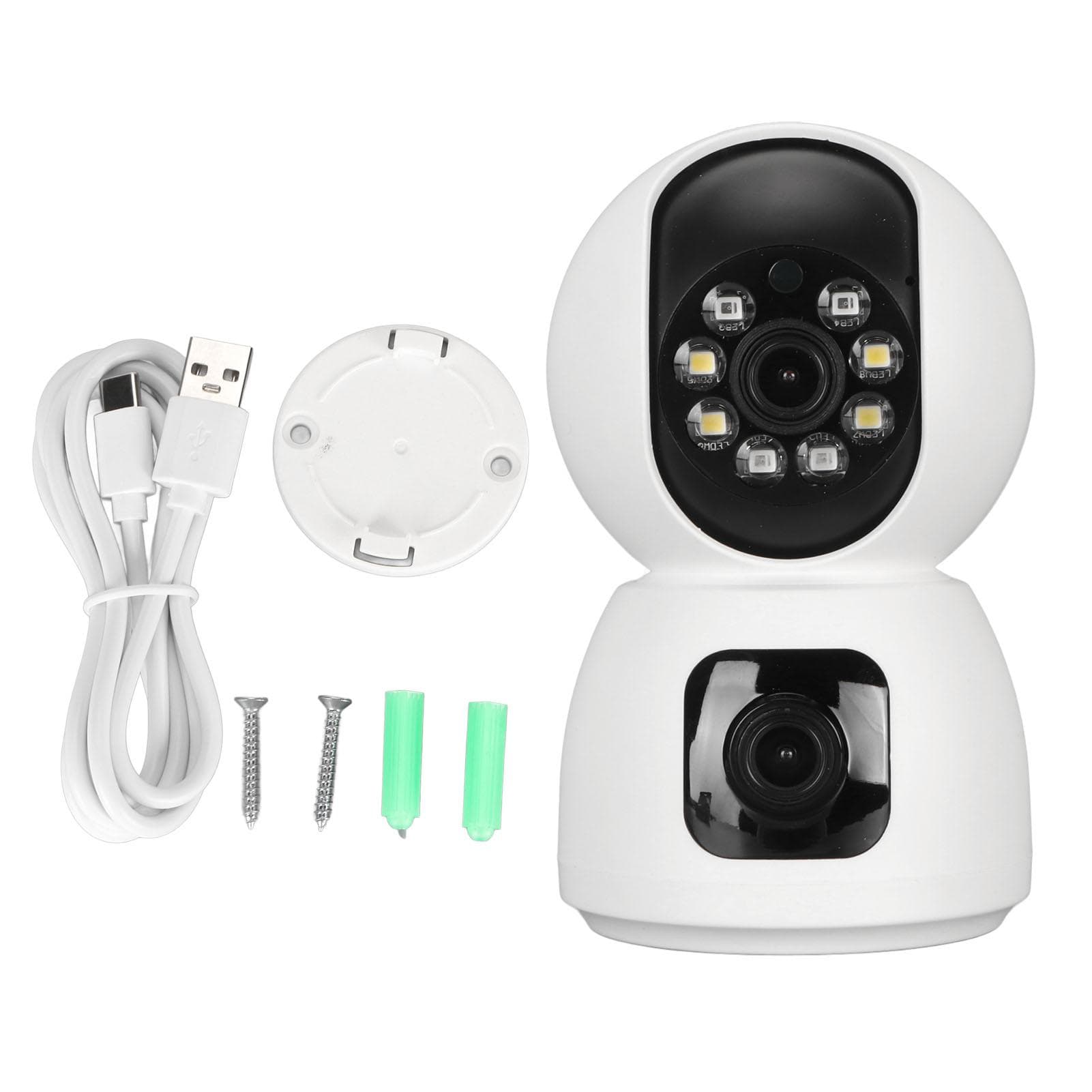 Indoor Camera Dual Lens 2K Full HD Night Vision Two Way Audio Motion Detection Indoor Security