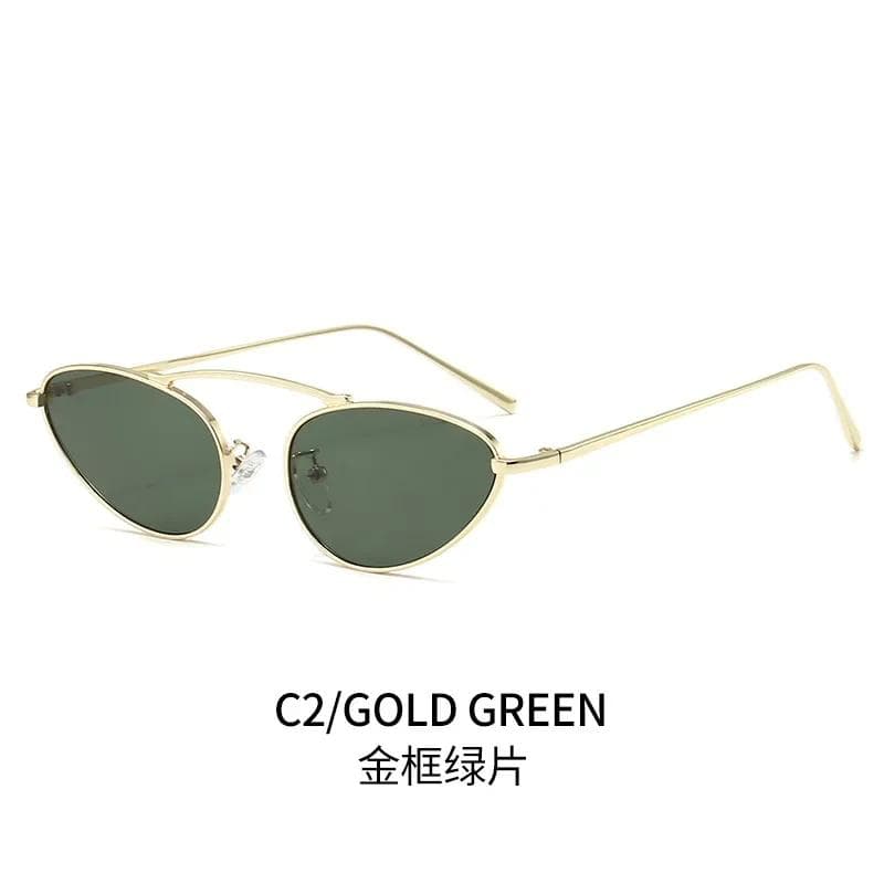 Luxury Cat Eye Sunglasses for Women Small Oval Metal Frame UV400 Protection Fashion Brand Eyewear