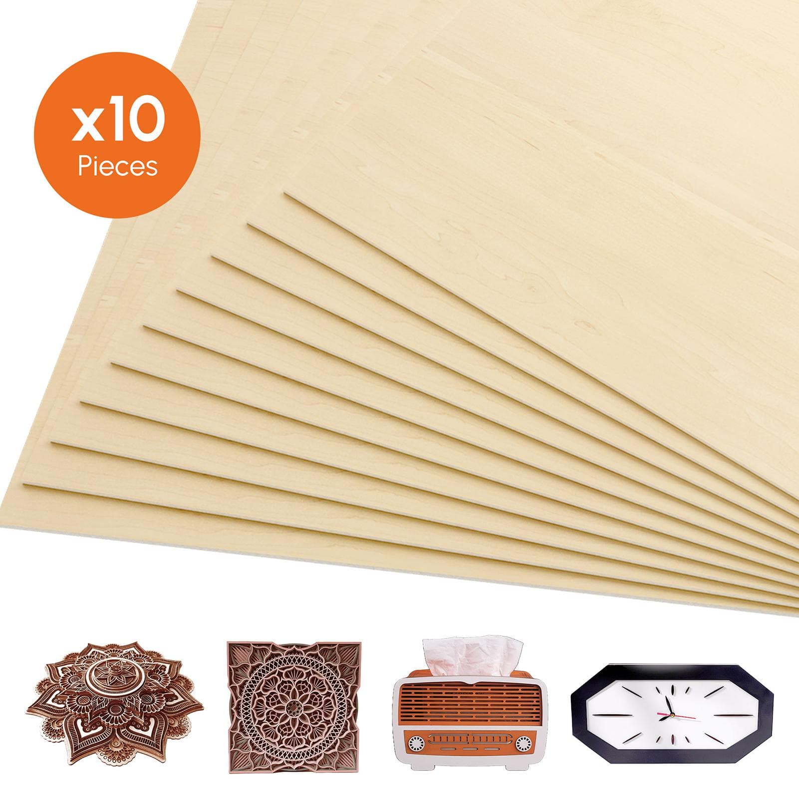 Algolaser 10PCS 30*30cm Plywood Plates 11.8in*11.8in Basswood Sheets Square Unfinished Wood Board 0