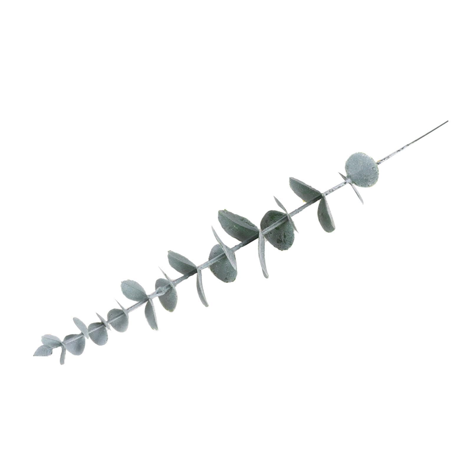 Eucalyptus Stem Decor 24 Leaves Plastic Iron Wire Artificial Fake Faux Eucalyptus Stem for Home