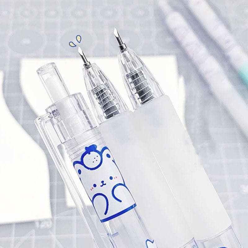 3pcs Press Cartoon Bear Art Utility Knife Pen Knife Paper Cutting Tool Craft Tools Precision Sticker Cutter School Supplies YSL 3pcs