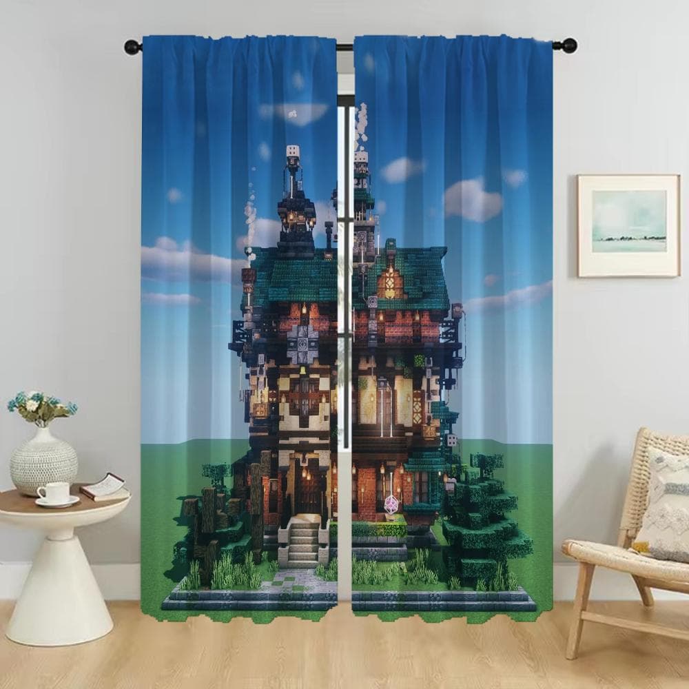 Mine-crafts Blackout Curtain for Room 2 Panel Home Interior Curtains Halloween Decoration Partition Shades Tulle for Bedroom W60xH90cmx2pcs-CL
