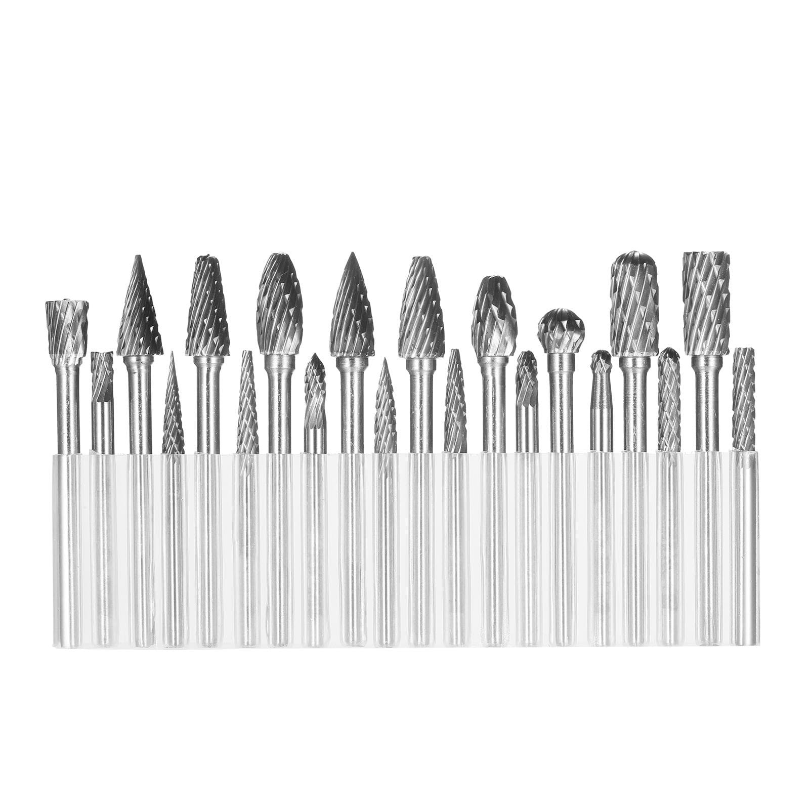 KKmoon 20pcs Double Cut Carbide Rotary Burr Set 1/8in Shank 1/4in and 1/8in Head Size Tungsten silver