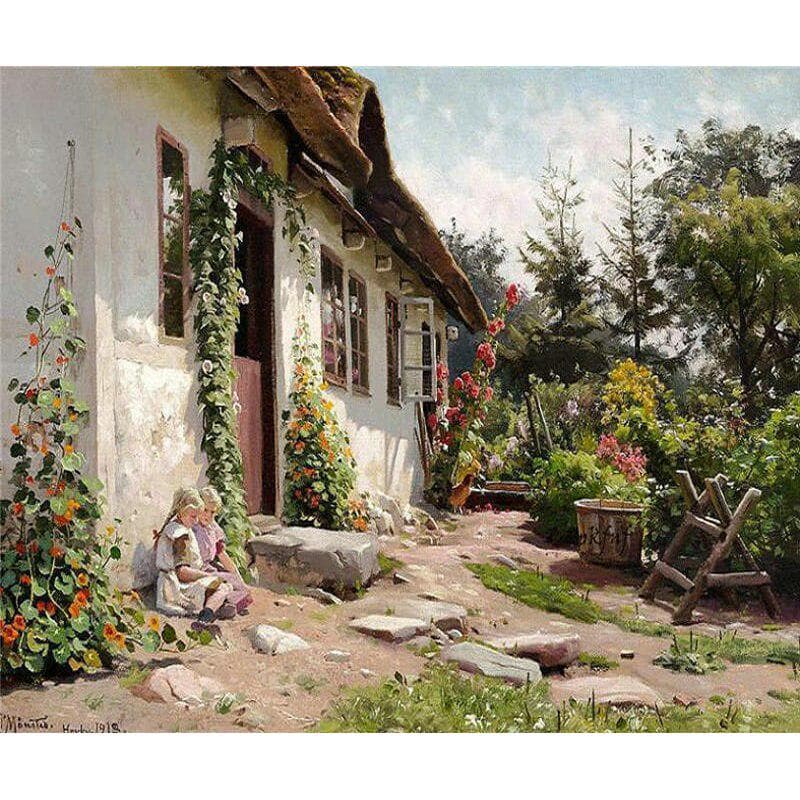 Diamond Embroidered Full Round Diamond Mosaic Full Countryside Diamond Painted Cross Rhinestone 20X30CM