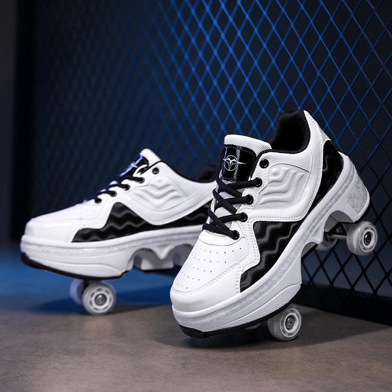New Genuine Runaway Shoes Four-wheel Available Roller Skates Boys Black Technology Sneakers Girls High Value Skates 42