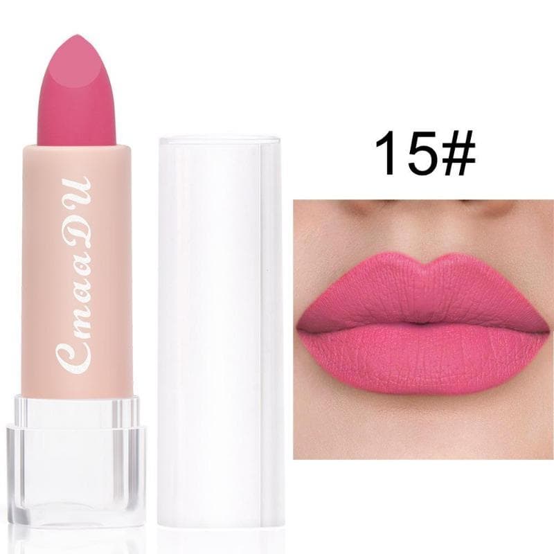 CmaaDu Lipstick 15 Colors Lip Gloss Matte Moisturizing Waterproof Lipstick 15