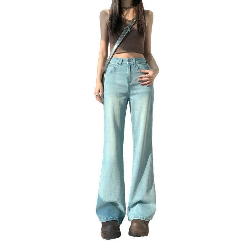 Loose Jeans Women's Spring and Summer High-waisted Elastic Flared Pants Women's Spring Micro-pull Jeans Women's Spring 2XL