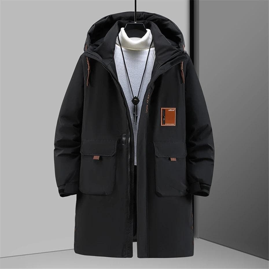Winter Long Parkas Men Thick Jackets Coat 12XL Plus Size Fashion Casual Waterproof Parkas Male Winter Black Coat Big Size 12XL 9XL black
