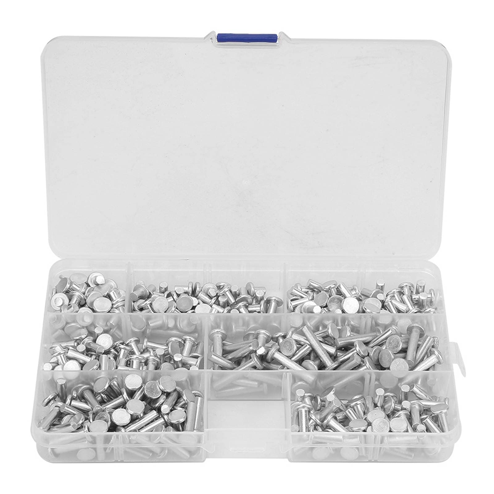 350pcs M4 Flat Head Solid Aluminum Rivets Assortment Kit Length 46810121620mm