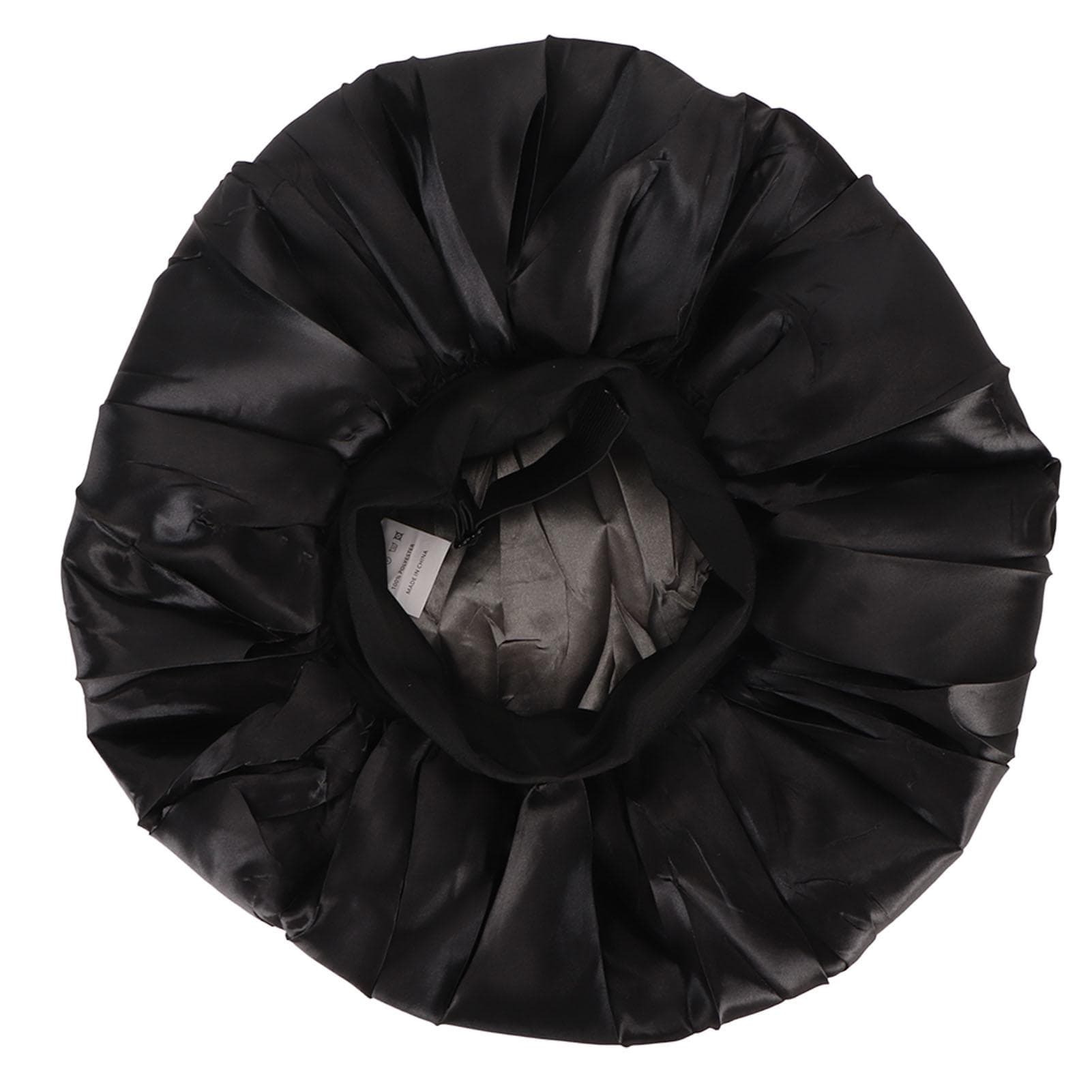 Black Shower Caps Wide Brim Shower Caps Reusable Bath Hair Cap for Ladies Men and Kids