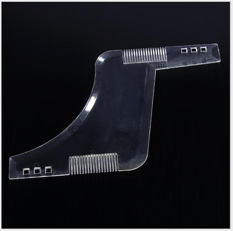 Men's Beard and Sideburns Styling Comb with Brush and Trimming Template Color box transparent white
