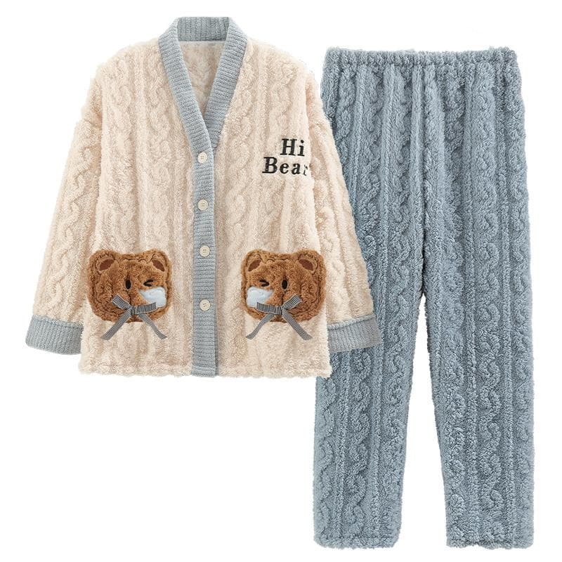 Large Size Women's Flannel Pajamas Set Winter Thickened Warm Women's Pajamas XXXXXL