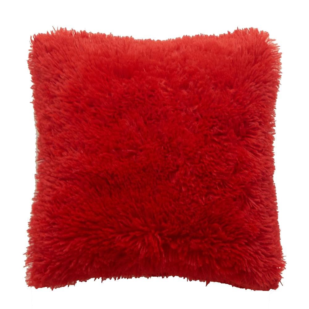 43*43 cm Solid Color Plush Throw Pillowcase Cushion Cover Sofa Decoration red