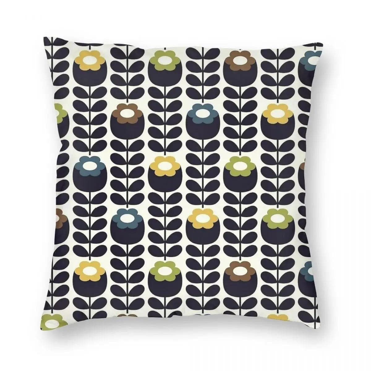 Orla Kiely Flowers Vintage Pillowcase Double-sided Printing Polyester Cushion Cover Gift Pillow Case Cover Home Square 60x60cm beige