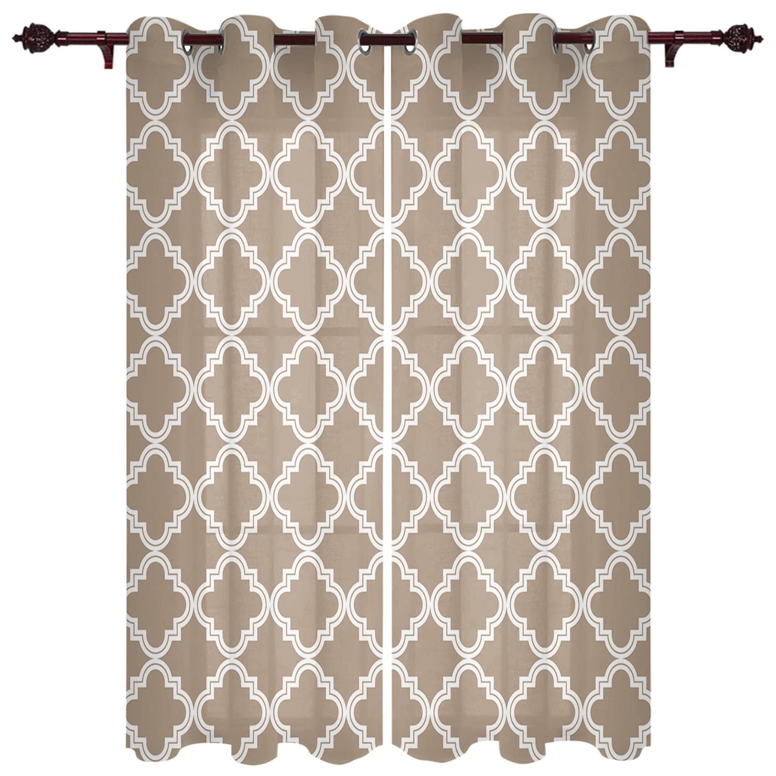 Modern Morocco Black White Curtains Kitchen Decor Items Window Curtains for Living Room Bedroom Curtain Panel 135W x 60H(cm)