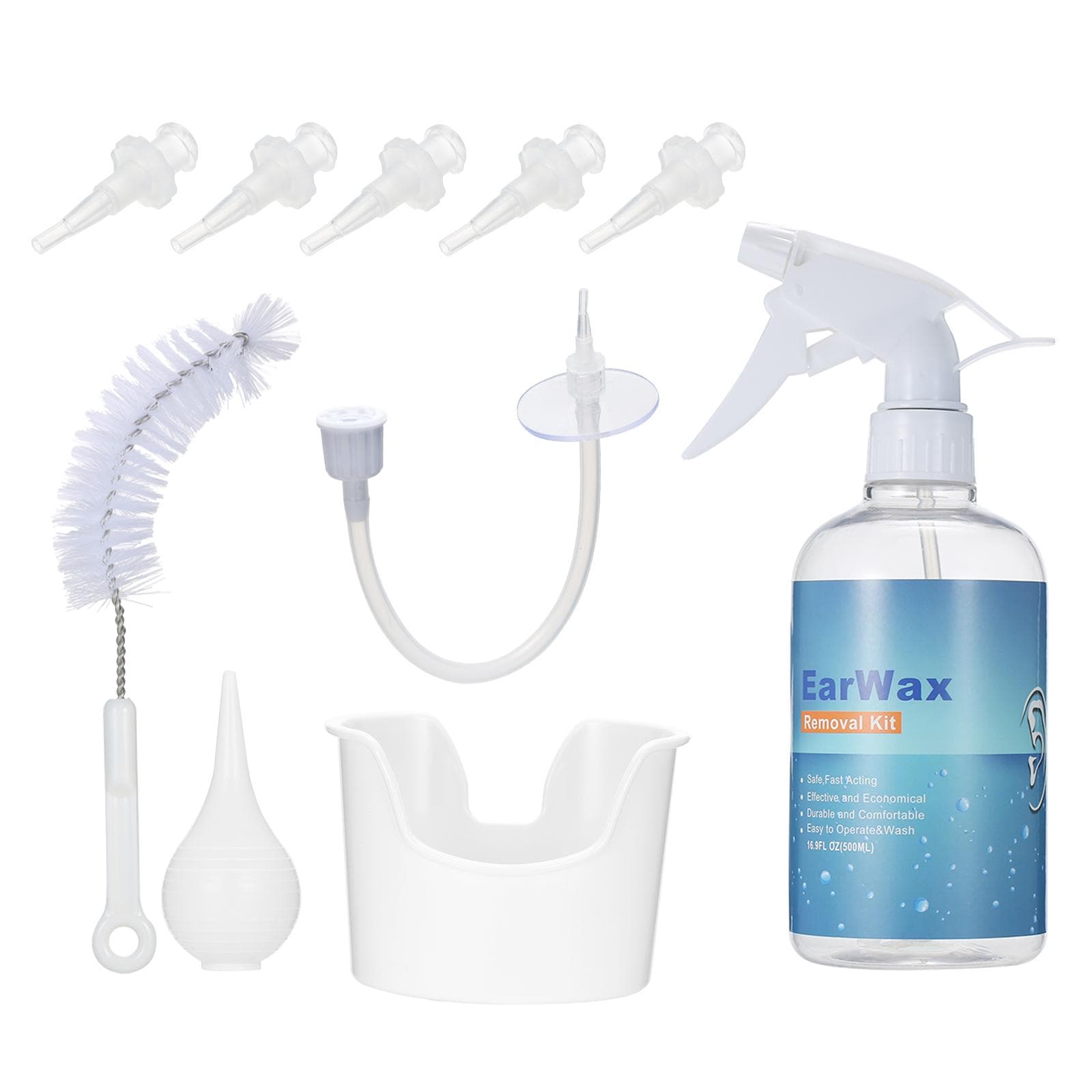 Ear Wax Removal Kit Ear Irrigation Cleaning Kit with Ear Washing Syringe Squeeze Bulb Ear Basin EU Type