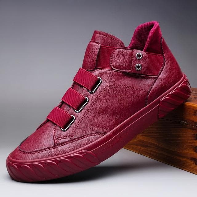 Men 'S Leather Shoes Korean Trend Comfortable Loafer Men Shoes British Fashion Men High Top 41 wine red