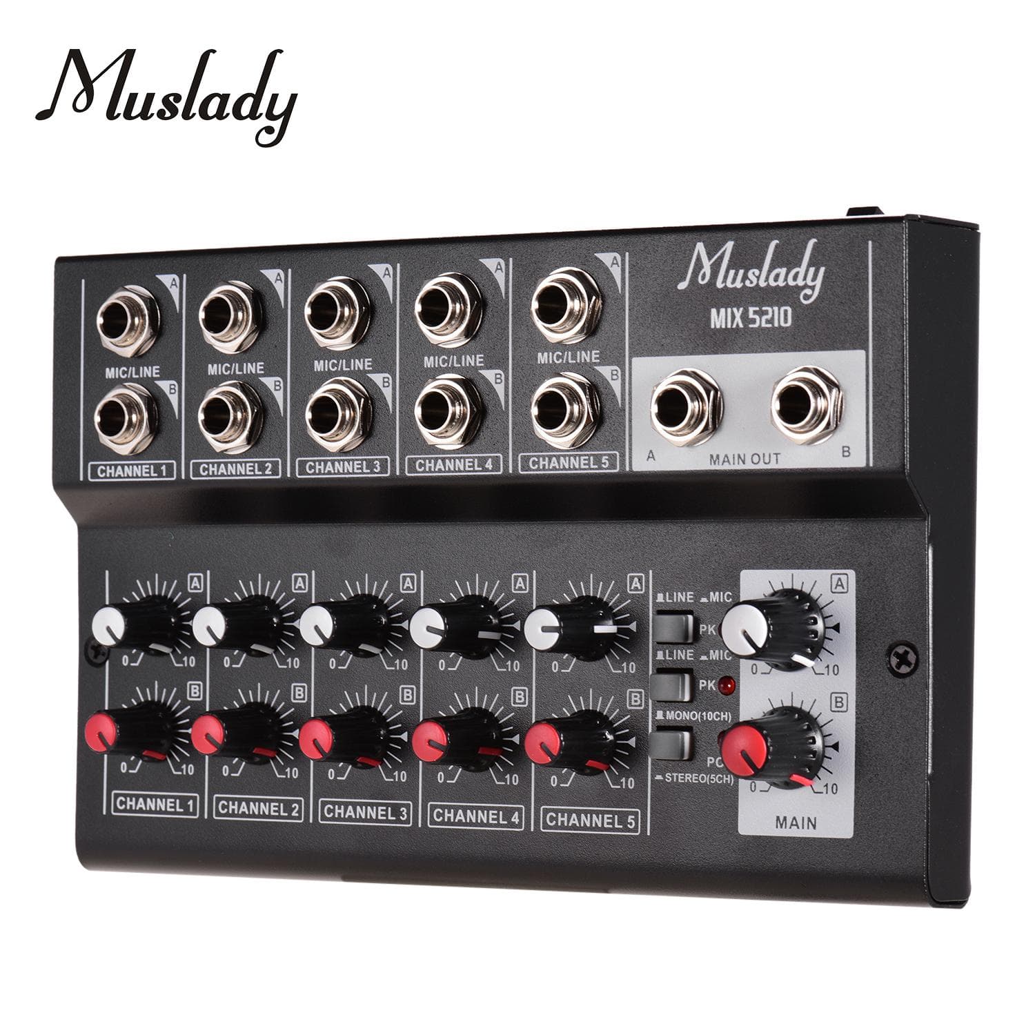 Muslady MIX5210 10-Channel Mixing Console Digital Audio Mixer Stereo for Recording DJ Network Live US Plug