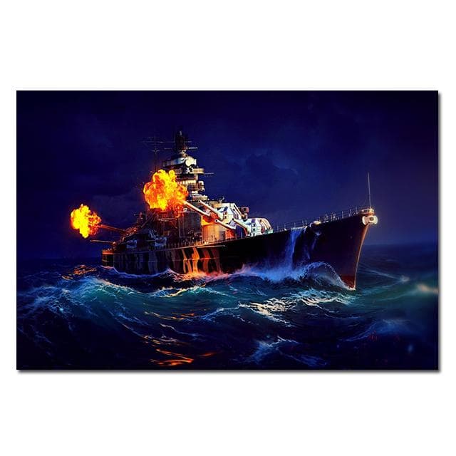 World of Warships Bismarck Battleship Painting Canvas Poster HD Printed Wall Art Pictures Modern Living Room Home Decoration 70x120 No Frame
