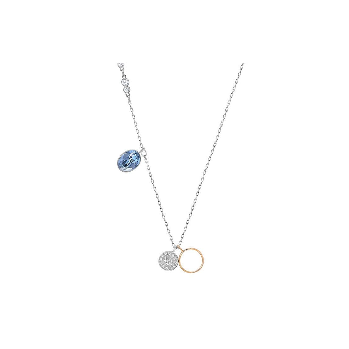 Swarovski Double Circle Necklace With Imitation Crystals Women necklaces Silver 5198688 Silver,F