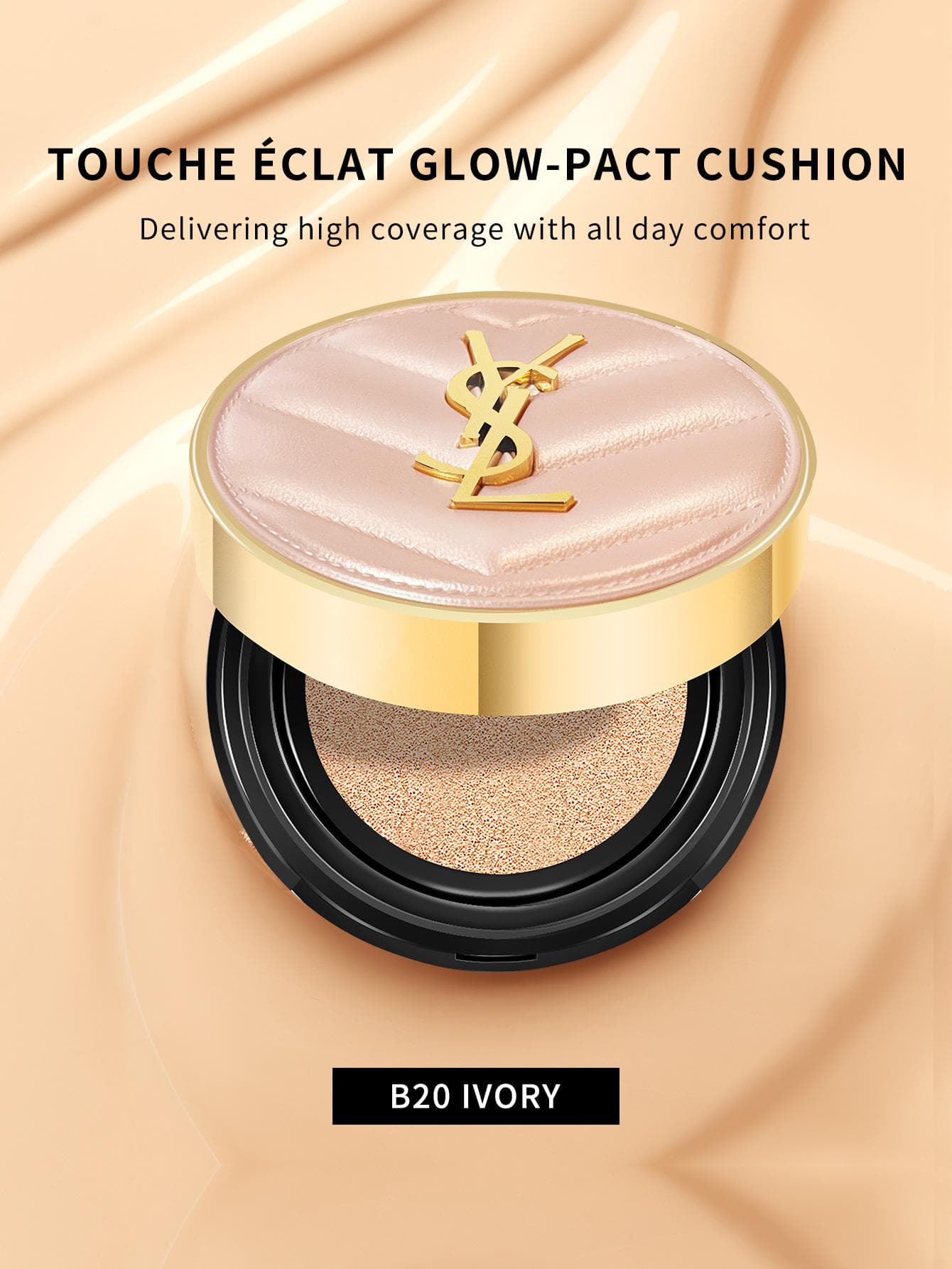 TOUCHE ÉCLAT GLOW-PACT CUSHION #B10 #B20  - 0.42 oz./12g Healthy Glow. High Coverage. Long-Lasting Hydration SPF 23/ PA++ B20