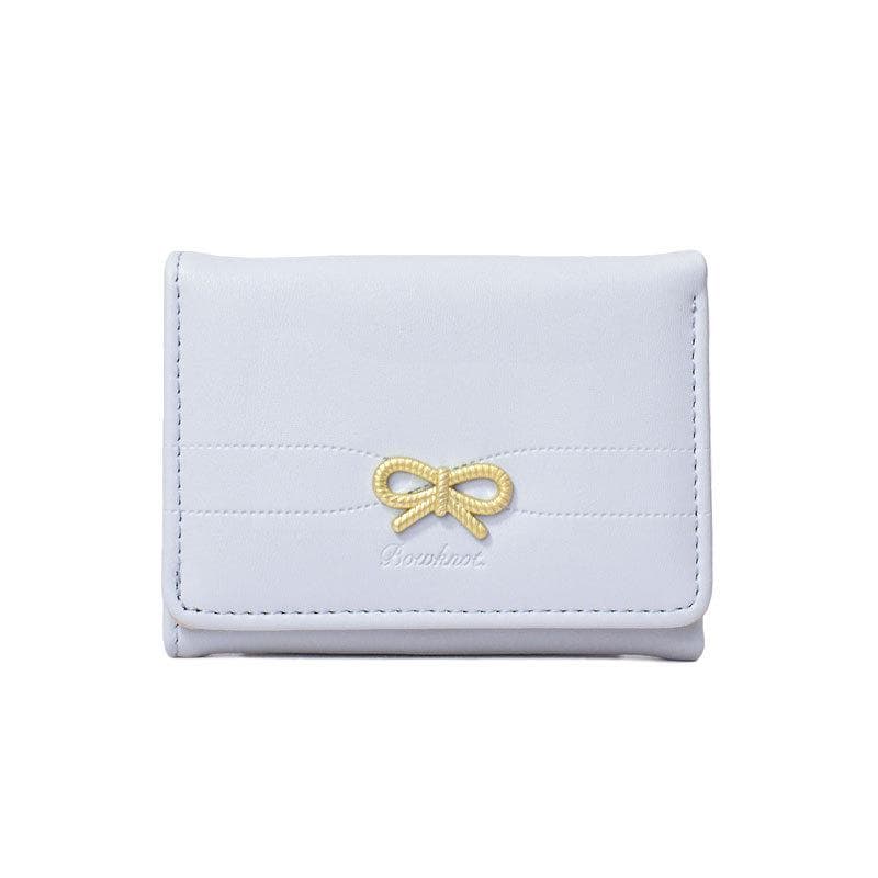 Fashion Wallets Girls Cute Bow Small Wallet Aesthetic Card Holder Classic Three Fold Purse For Women Student Simple Coin Pouch blue