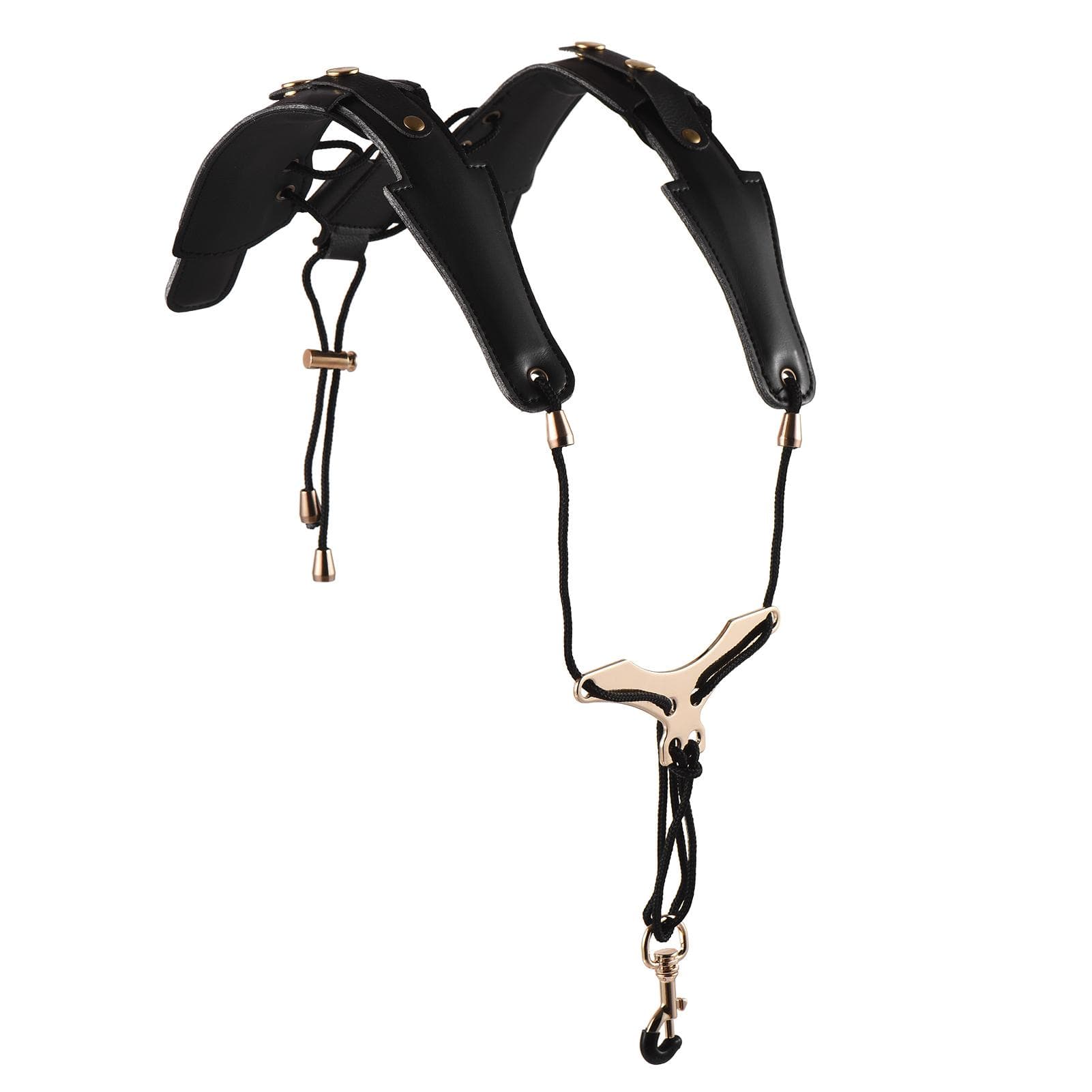 Adjustable Saxophone Strap Saxophone Harness Strap Padded Saxophone Shoulder Strap Leather Sax black