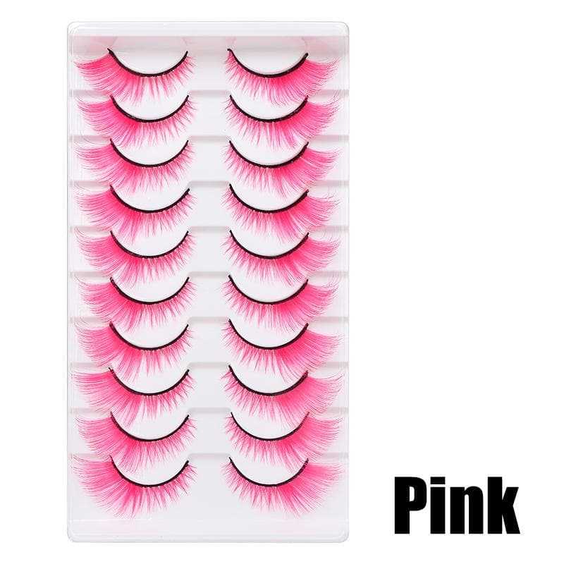 Colorful Fake Eyelashes Halloween Makeup Products Blue Red Pink False Eyelashes Extension Colored Lashes Eye Makeup Cosplay pink