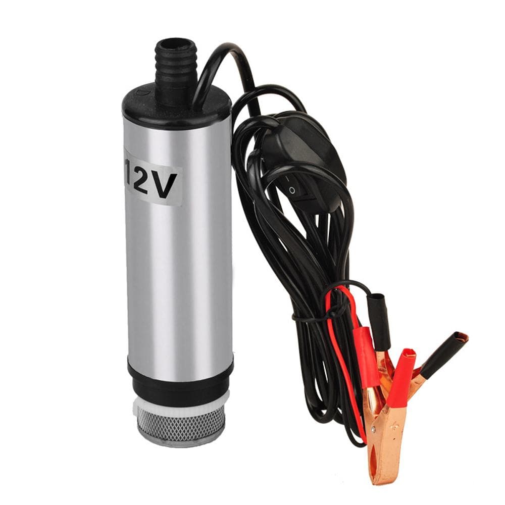 12Volt Self Priming Submersible Oil Pump Small Electric Water Oil Transfer Refueling Submersible silver