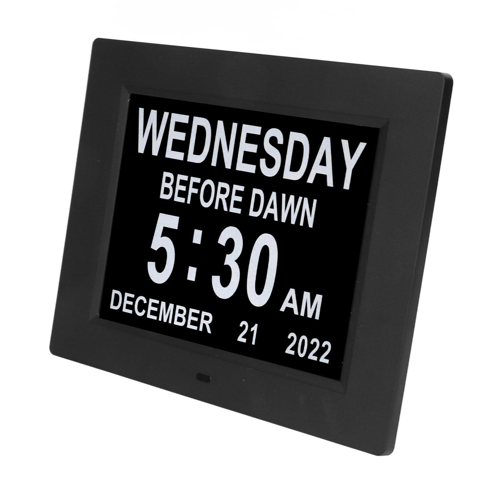 8inch Digital Day Calendar Clock Alarm Reminders 8 Languages Large HD Display Elderly Digital Clock EU Plug