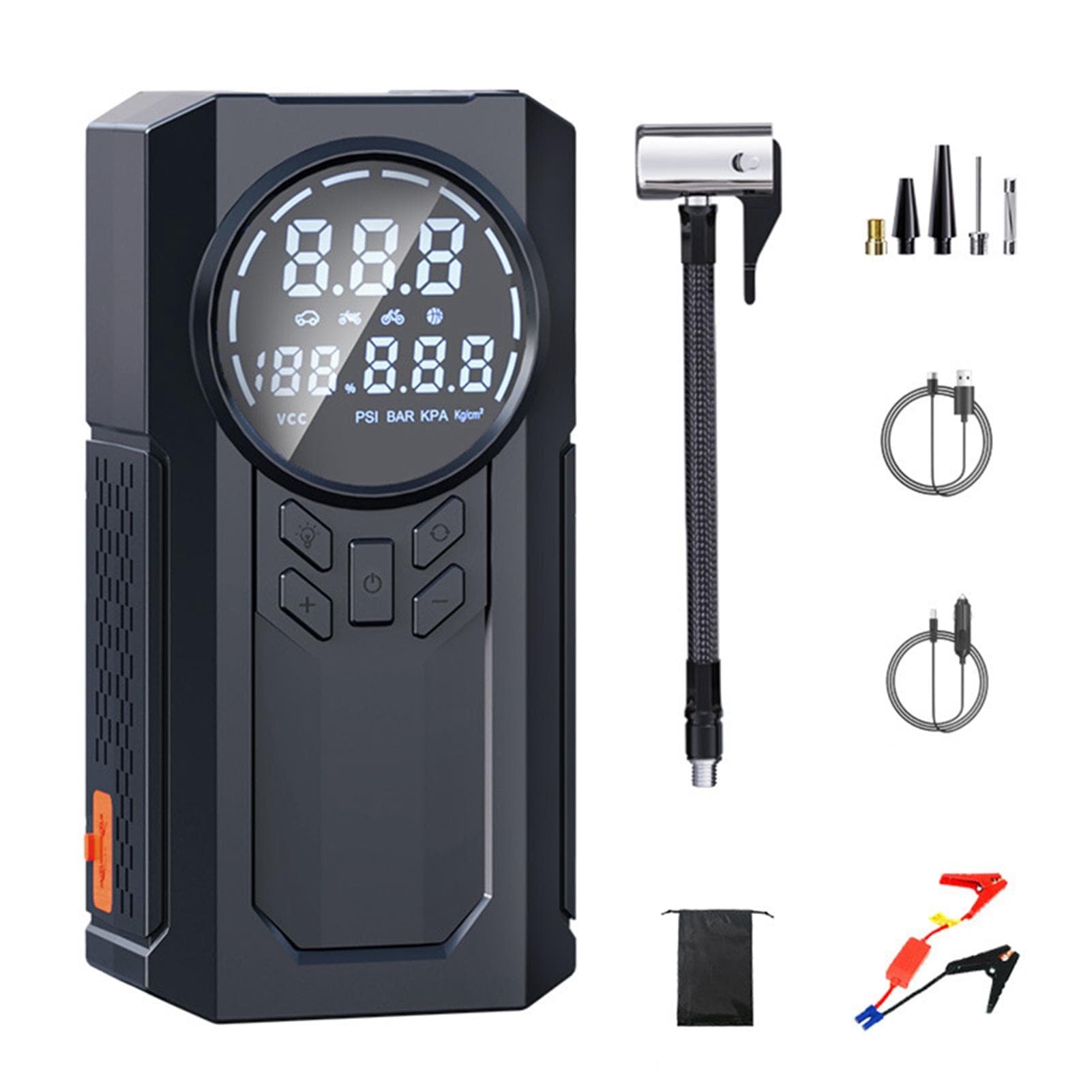 Portable Jump Starter with Air Compressor 8000mAh Car Battery Jumper Starter Battery Pack 150PSI black