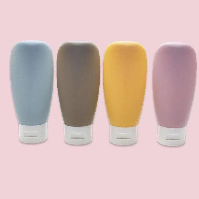 4Pcs/Set Refillable Bottle 60ml Soft Silicone Lotion Container Squeeze Tube Empty Bottle Portable Travel Shampoo Bottle 60ml