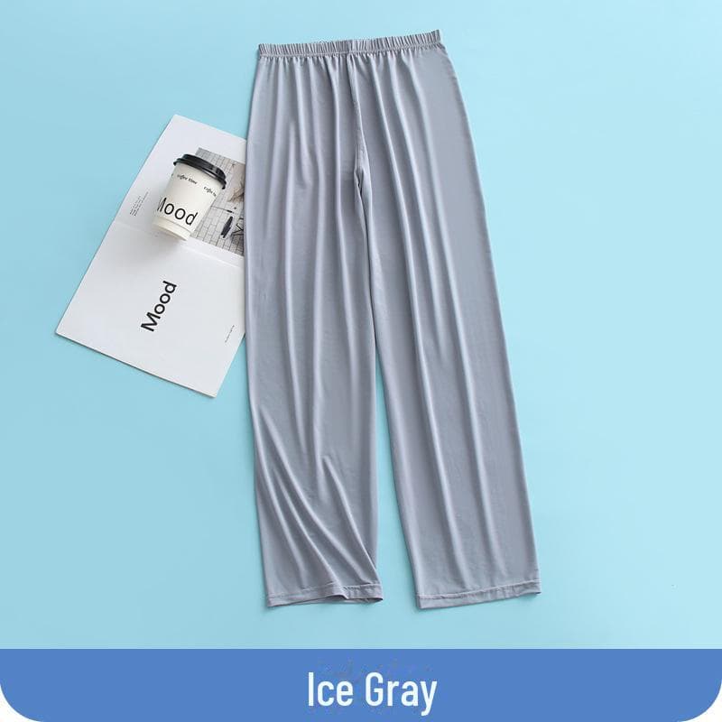 Men's Silky 9-Point Liquid Ice Silk Pajama Trousers - Cool & Elastic Fit 4XL