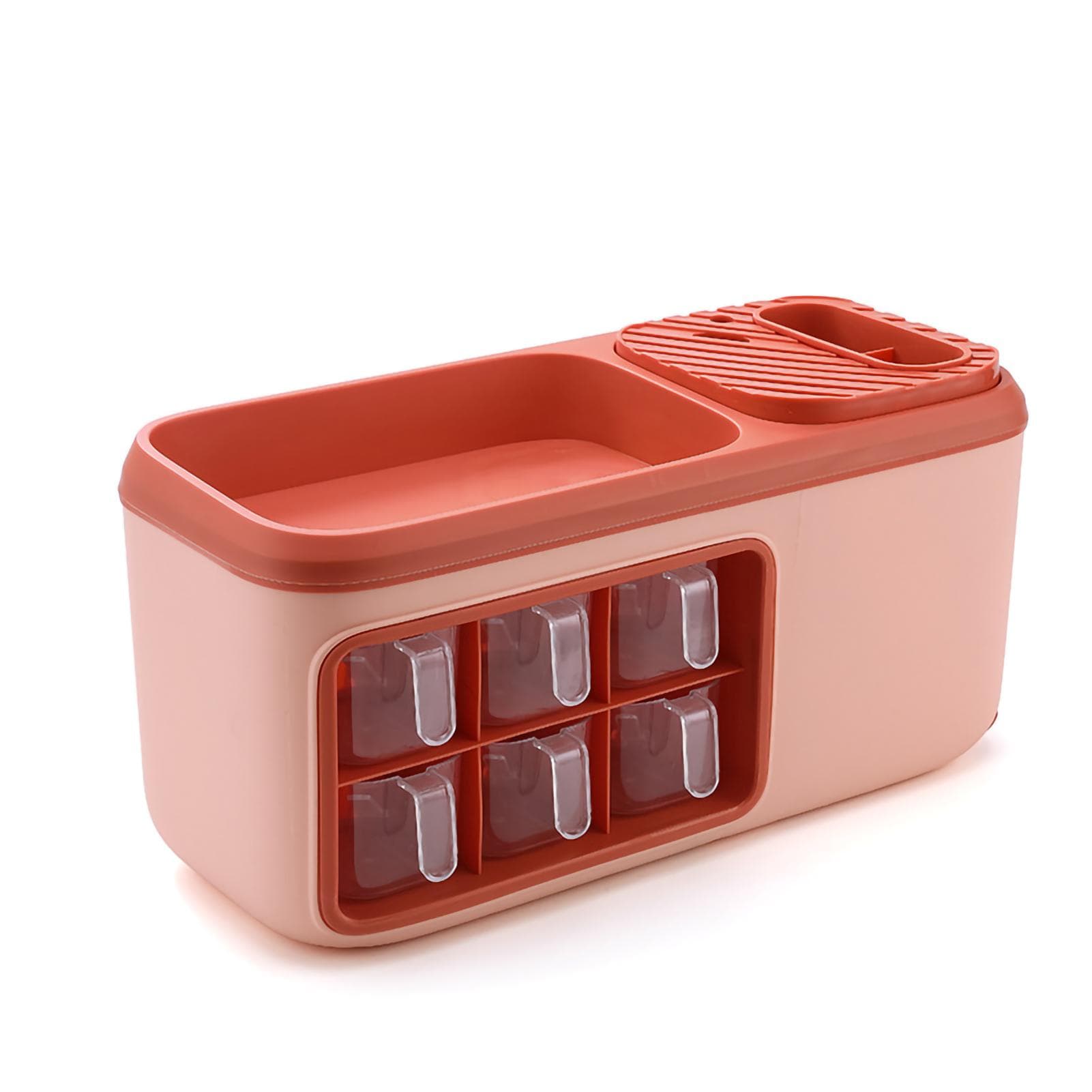 Seasoning Bottle Storage Box Multifunctional Double Layer Kitchen Seasoning Bottle Spice Organizer pink