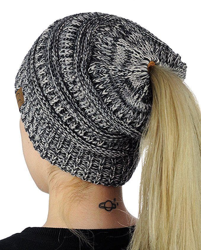 Cross-border European and American popular knitted ponytail hats for women, fashionable warm With CC mark